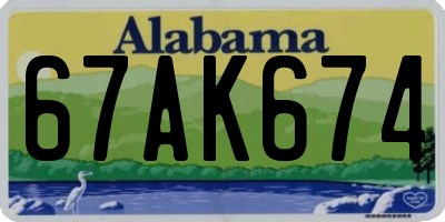 AL license plate 67AK674
