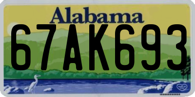 AL license plate 67AK693