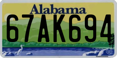 AL license plate 67AK694
