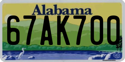 AL license plate 67AK700