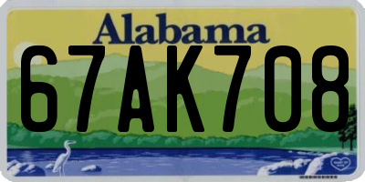 AL license plate 67AK708