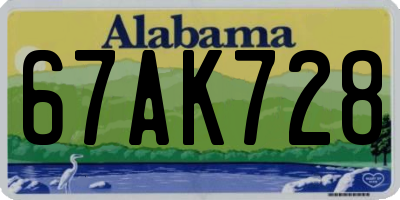 AL license plate 67AK728