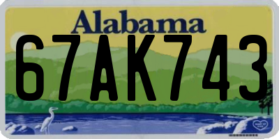 AL license plate 67AK743