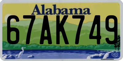 AL license plate 67AK749