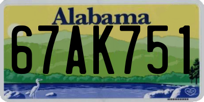 AL license plate 67AK751