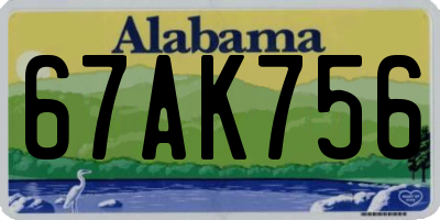 AL license plate 67AK756