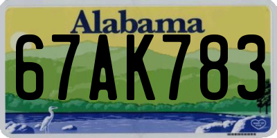 AL license plate 67AK783