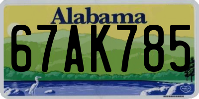 AL license plate 67AK785