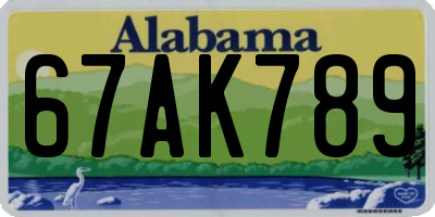 AL license plate 67AK789