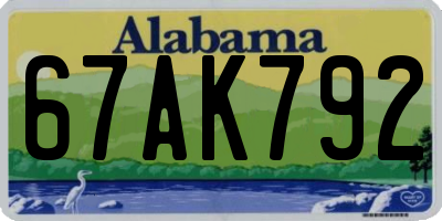 AL license plate 67AK792