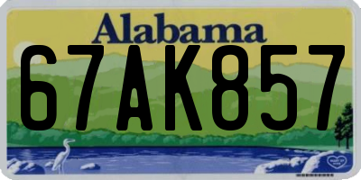 AL license plate 67AK857