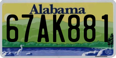 AL license plate 67AK881