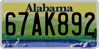 AL license plate 67AK892
