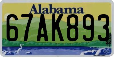 AL license plate 67AK893