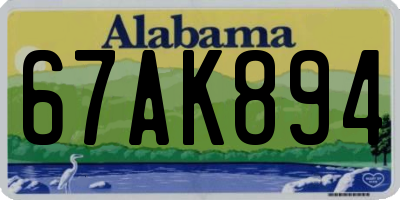 AL license plate 67AK894