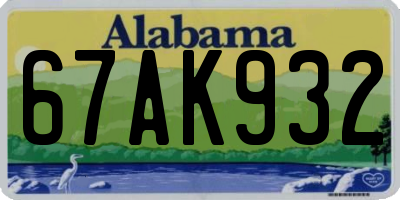 AL license plate 67AK932