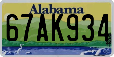 AL license plate 67AK934