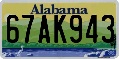 AL license plate 67AK943