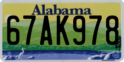 AL license plate 67AK978