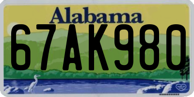 AL license plate 67AK980