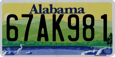AL license plate 67AK981