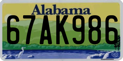 AL license plate 67AK986