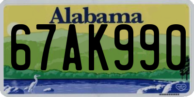 AL license plate 67AK990
