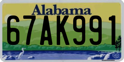AL license plate 67AK991