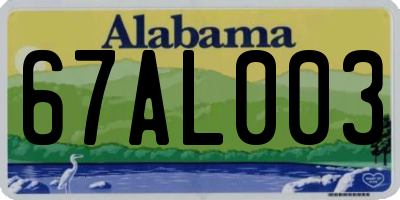 AL license plate 67AL003