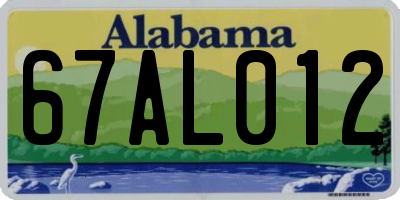 AL license plate 67AL012