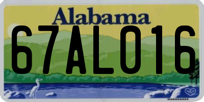 AL license plate 67AL016