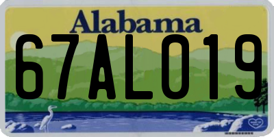 AL license plate 67AL019