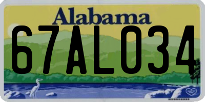 AL license plate 67AL034