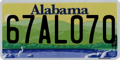 AL license plate 67AL070