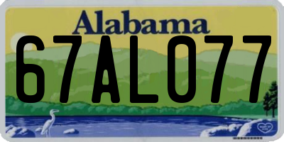 AL license plate 67AL077