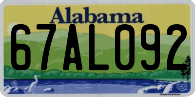 AL license plate 67AL092