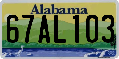 AL license plate 67AL103