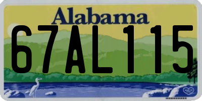 AL license plate 67AL115