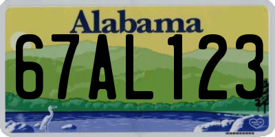 AL license plate 67AL123