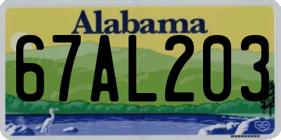 AL license plate 67AL203