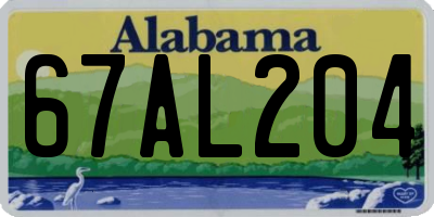 AL license plate 67AL204