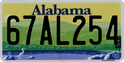 AL license plate 67AL254