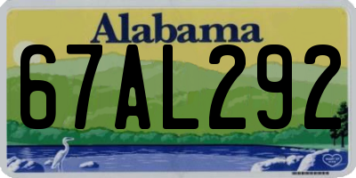AL license plate 67AL292