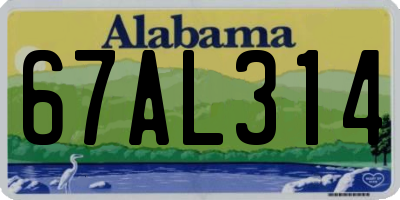 AL license plate 67AL314