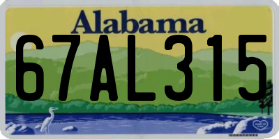 AL license plate 67AL315