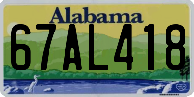 AL license plate 67AL418