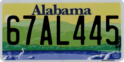AL license plate 67AL445