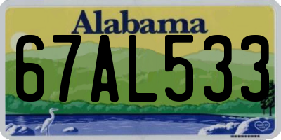 AL license plate 67AL533