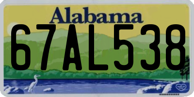 AL license plate 67AL538