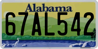 AL license plate 67AL542